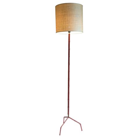 Stitched Leather Floor Lamp by Jacques Adnet For Sale at 1stDibs