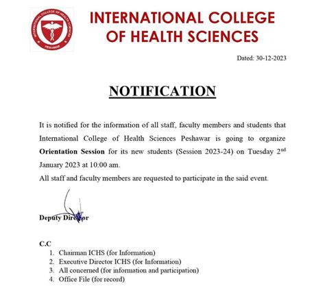 Orientation Sessio 2023-24, ICHS - International College of Health ...