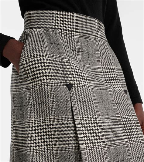 Prince of Wales check wool-blend midi skirt in black - Dolce Gabbana ...