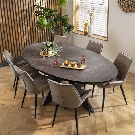 Elegant Oval Dining Table in Grey: Perfect Modern Centerpiece