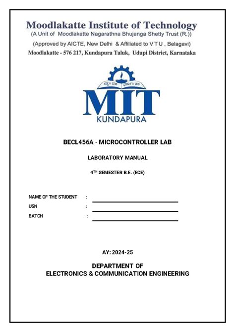 BECL456A Microcontroller Lab Manual - 4th Sem B.E. (ECE) - Studocu