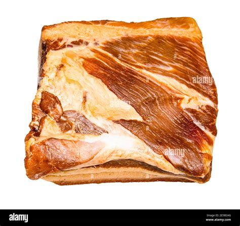 smoked Salo (pork fatback) with meat layers isolated on white ...