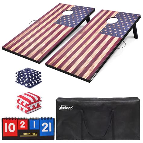 Yeeloon Cornhole Set, Tailgate/Regulation Size Cornhole Boards with 8 ...