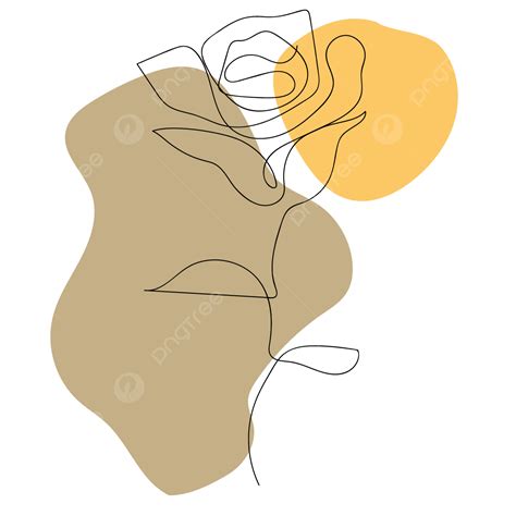 Aesthetic Wallart Wall Decor One Line Art Floral With Abstract Shape ...