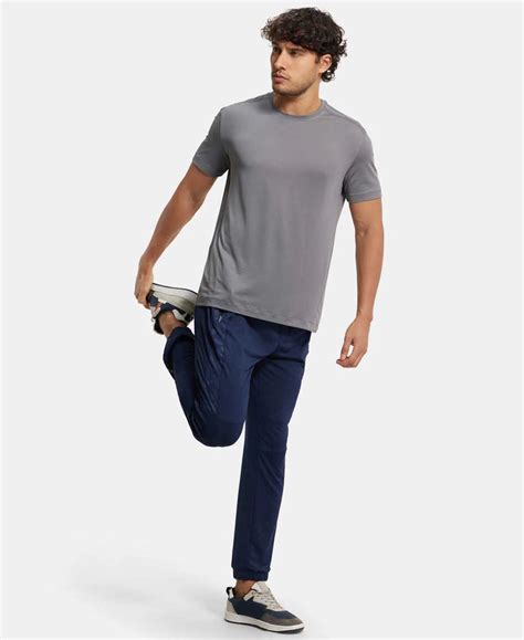 Buy Microfiber Elastane Stretch Jogger with Zipper Pockets and StayDry ...