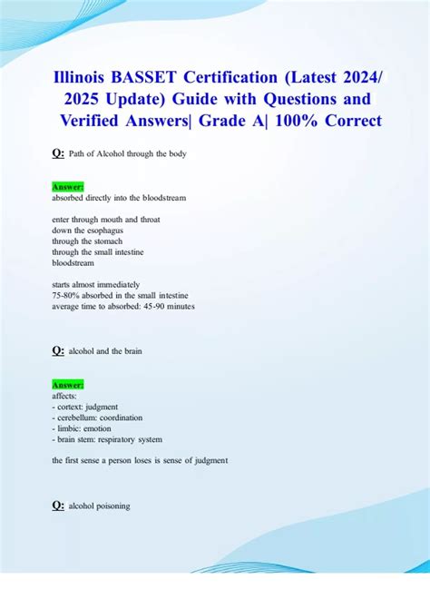 Illinois BASSET Certification (Latest 2024/ 2025 Update) Guide with ...