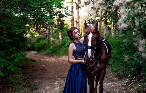Download wallpaper girl, nature, pose, horse, beautiful, Alexander ...
