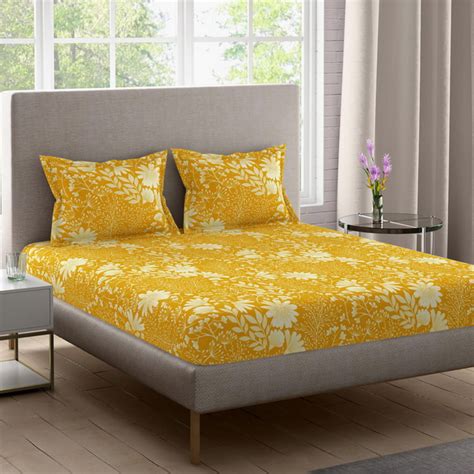 Buy BICHAUNA Amelia Cotton 120TC Printed 3Pcs Queen Bedsheet Set from ...