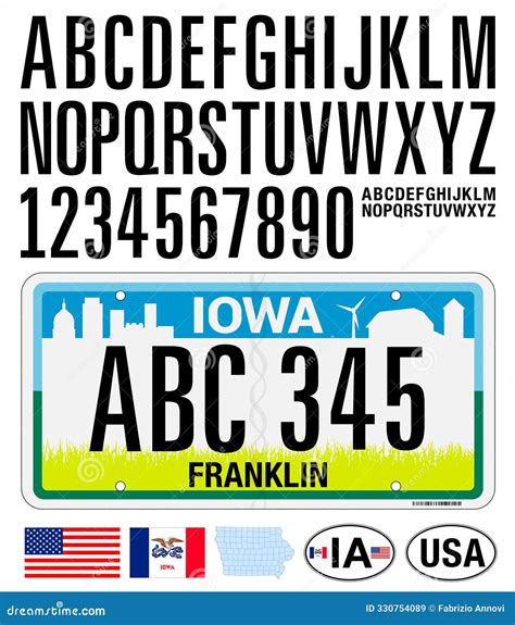 Iowa US State Car License Plate Pattern, USA, Illustration Stock ...