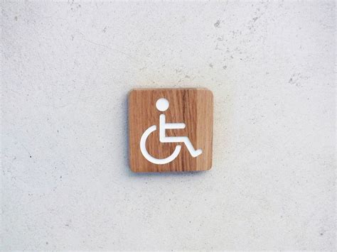 Wooden Handicap Sign for ADA Bathroom. Wood Door Plate With Engraved ...