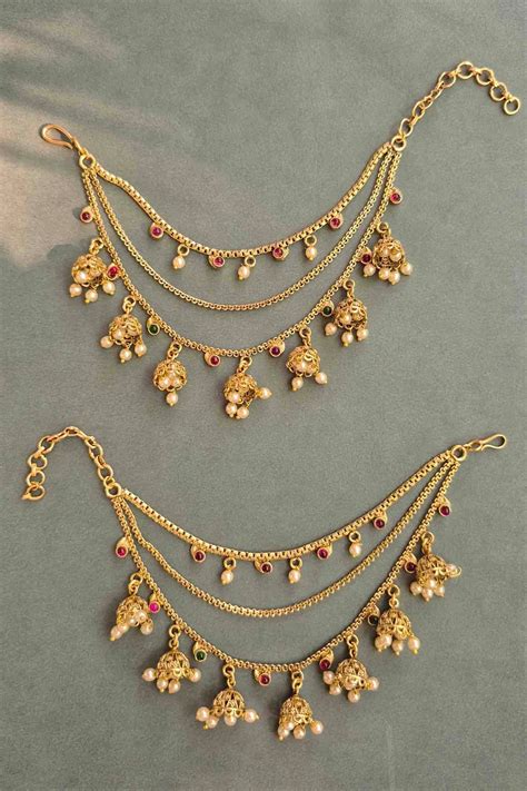 Gold Plated Ear Chains – Amreli Jaipur