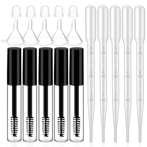 Buy 10ml Empty Mascara Tube and Wand, 5 Pack Clear Eyelash Container ...