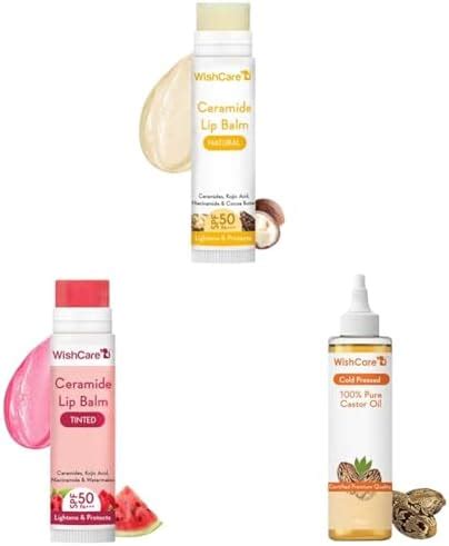 WishCare Lip Balm SPF 50 PA+++ 5g x2 (Tinted + Regular) + Cold Pressed ...
