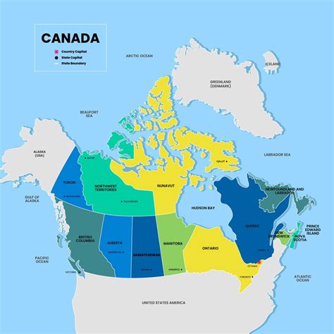 Colorful Canada Map with Surrounding Borders 22362841 Vector Art at ...