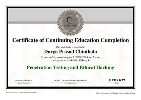 Cybrary cert ethical hacking - Certificate of Continuing Education ...