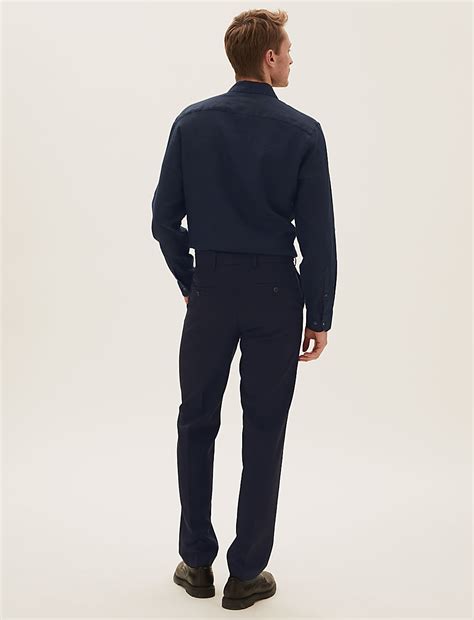 Buy Regular Fit Flat Front Trousers at Marks & Spencer