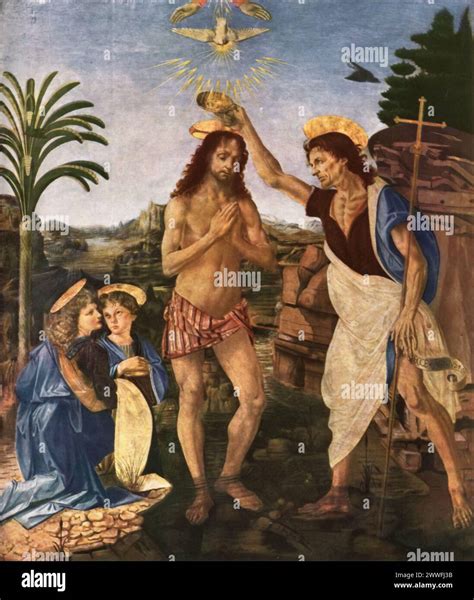 Andrea del Verrocchio and Leonardo da Vinci's "The Baptism of Christ ...