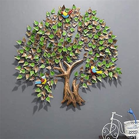 UNIVERSAL ART Handcrafted Metal Wall Art Peepal Tree with Birds Wall ...