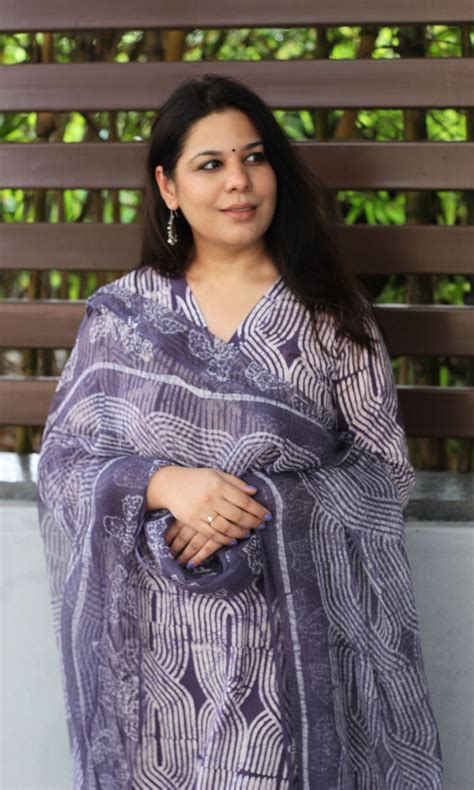 Cotton Purple Print Suit Set with Kota Doria Dupatta – Baareeki