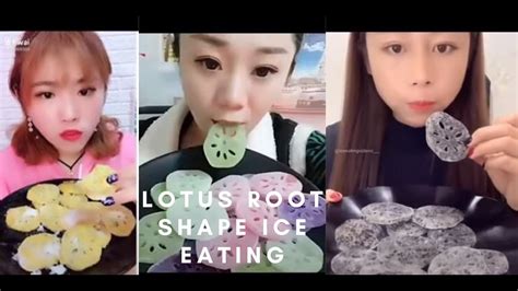 [ASMR] Lotus root Shape Ice Eating Sounds | The Most Satisfying Video ...