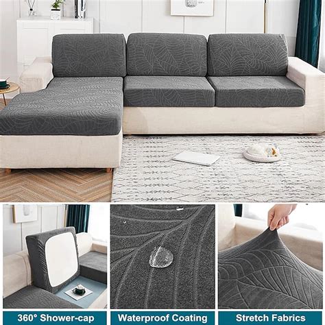 Stretch Water Repellent Sofa Seat Cushion Cover Burgundy Jacquard ...