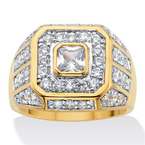 PalmBeach Jewelry Men's 2.33 TCW Square-Cut Cubic Zirconia Octagon Grid ...