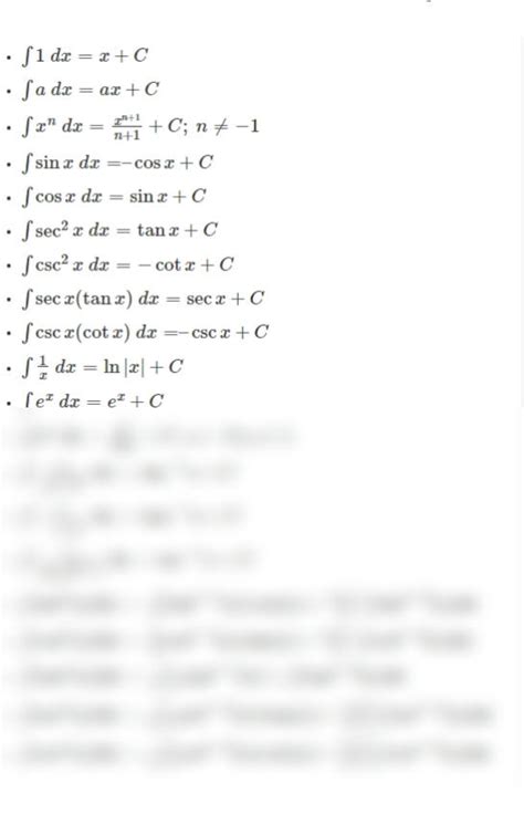 Image result for Basic Integration Formula Example and Rules