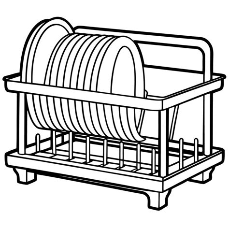 Dish rack vector silhouette line art style | Premium AI-generated vector