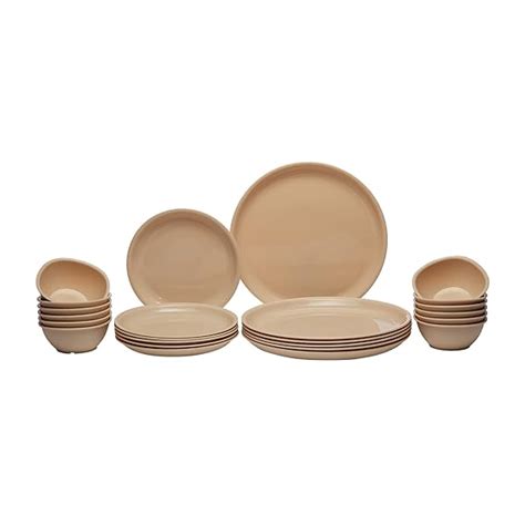 Gluman 24 Pieces Round Dinner Set | Solid Shiny & Glossy Finish | 100% ...