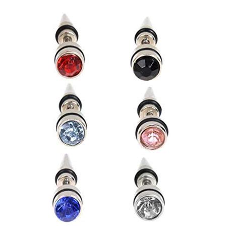 Buy MEENAZ Piercing Men Silver Multicolor Studs Magnet Combo Hoop ...