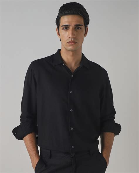 Buy Black Cotton Linen Plain Slim Fit Casual Shirt Online at Muftijeans