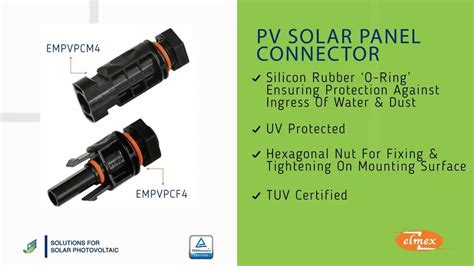 Elmex Solar Connector - Elmex EMPV4 Photovoltaic Solar Connector ...