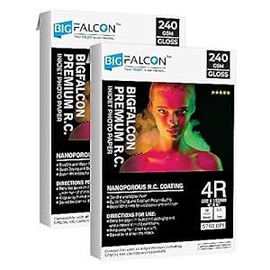 BIGFALCON Premium 240 GSM 4R Size (4X6 inch) Ultra Glossy RC Resin ...