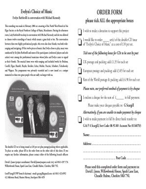 Fillable Online elgar Evelyns Choice of Music ORDER FORM please tick ...