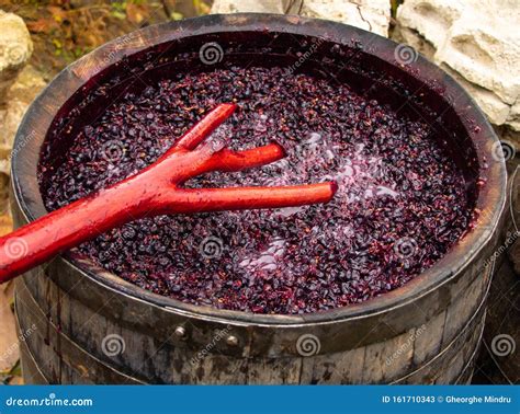 Red Wine Making in Process. Work Mixing Wine in the Process of ...