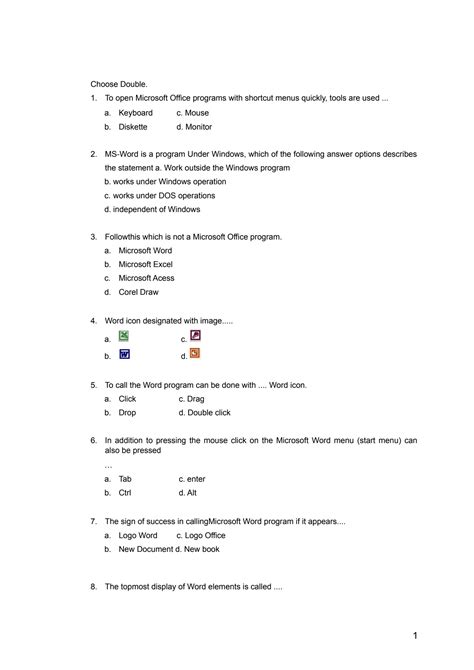 Image result for MS Word Computer Questions