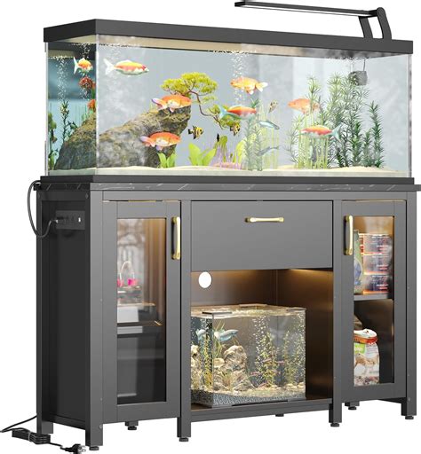 Amazon.com: HAIOOU 55-75 Gallon Aquarium Stand with LED Light & Power ...