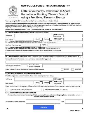 NSW Police Firearms Permission to Shoot Form - Fill Out, Sign & Share ...