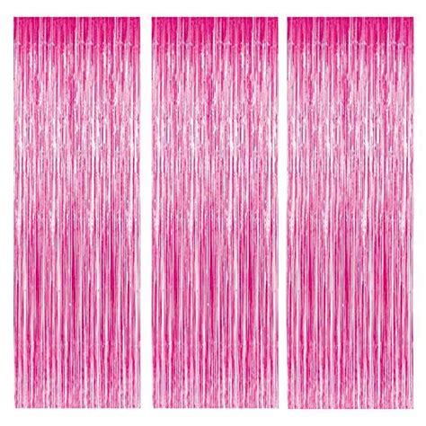 Party Propz Pink Foil Curtain for Decoration - Set of 3 Pcs Pink Foil ...