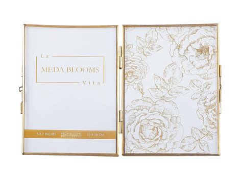 PuTwo Picture Frames 5x7 Gold Hinged Double Folding Photo Frame Glass ...