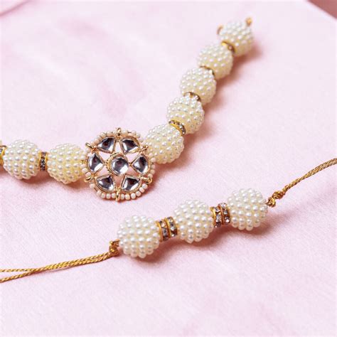 Premium Pearl Bhaiya Bhabhi Rakhi – Between Boxes Gifts