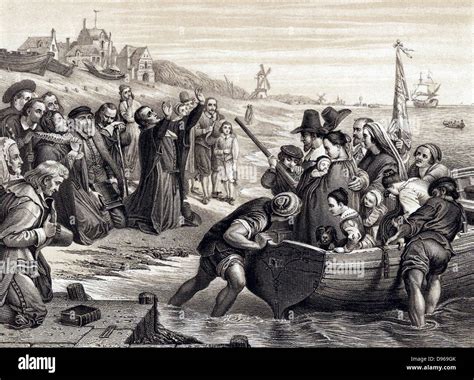 Pilgrim Fathers, members of English Separatist Church sect of Puritans ...