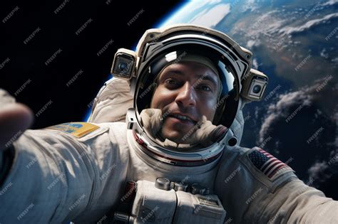 Premium Photo | An astronaut taking a selfie in outer space with planet ...