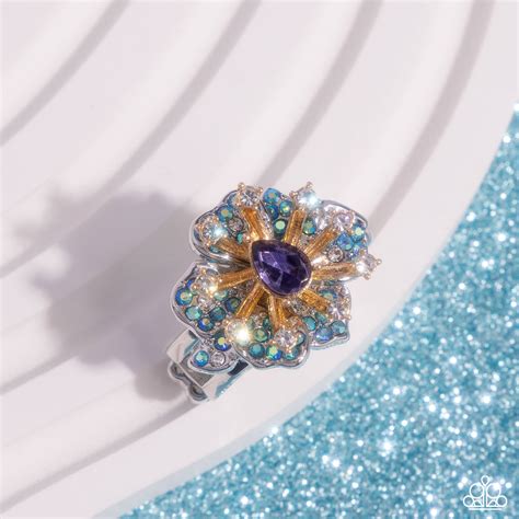 Decadent Display - Purple Teardrop Gem, Blue Iridescent & White Rhines ...