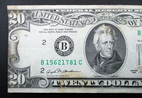 1981 $20 - Twenty Dollar Bill Misprinted Misaligned Error | #2099970567