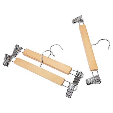 Kuber Industries Hanger|Steel Adjustable Clips|Wooden Natural Finish ...