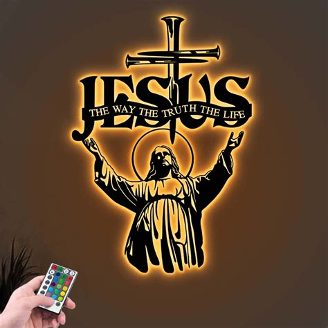 Jesus Metal Wall Art LED Lights QFHY161203 – Rosateestore