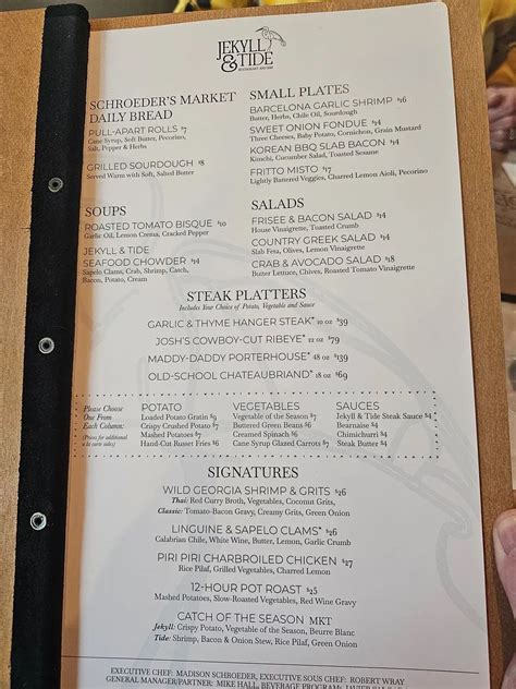 Jekyll and Tide Menu - Updated November 2025