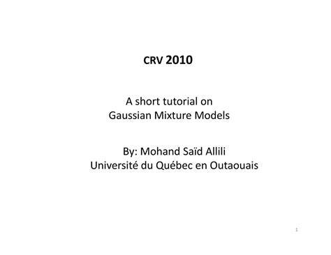 Gaussian Mixture Model - A short tutorial on Gaussian Mixture Models ...