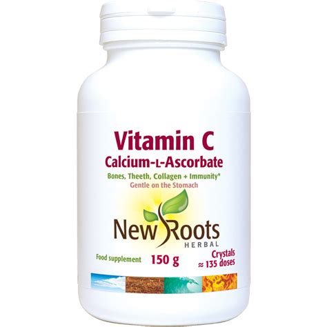 New Roots Herbal Vitamin C Calcium-L-Ascorbate Crystals (150g Powder ...